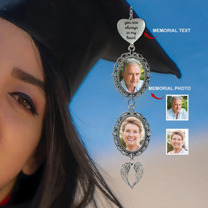 Personalized Graduation Tassel Photo&Text Charm with Angel Wing