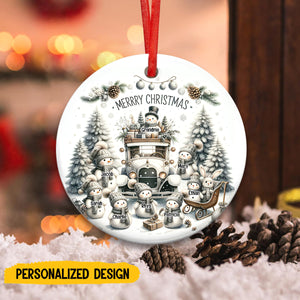 Personalized Snowman With Kids Christmas Ornament