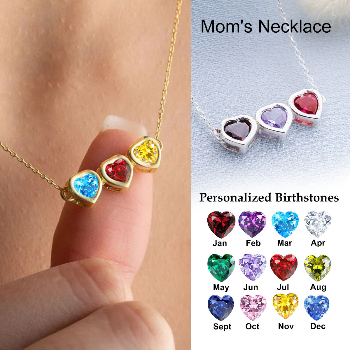 Personalized Birthstone Necklace For Mom, Birthstone Family Jewelry