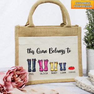 This Grandparent Belongs to Boots- Personalized Linen Tote Bag