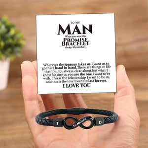 To My Man - Personalized Couple Name Infinity Leather Bracelet