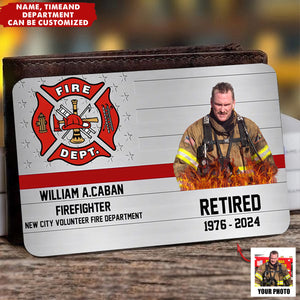 Upload Photo - Personalized Firefighter Custom Department & Name Aluminum Wallet Card