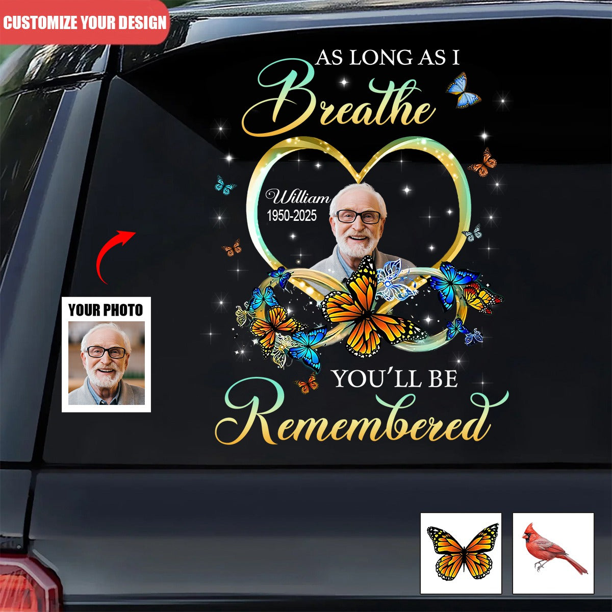 As Long As I Breathe You'll Be Remembered - Personalized Decal, Memorial Gift