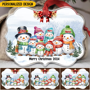 Personalized Snowman Family Name Acrylic Ornament - Gift For Families With Kids