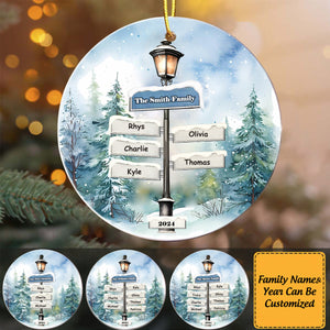 Personalized Christmas Tree And Road Sign Name Custom Ornaments - Gifts for Family