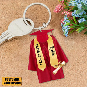 Personalized Graduation Gown Cap Custom Acrylic Keychain, Gift For Graduate