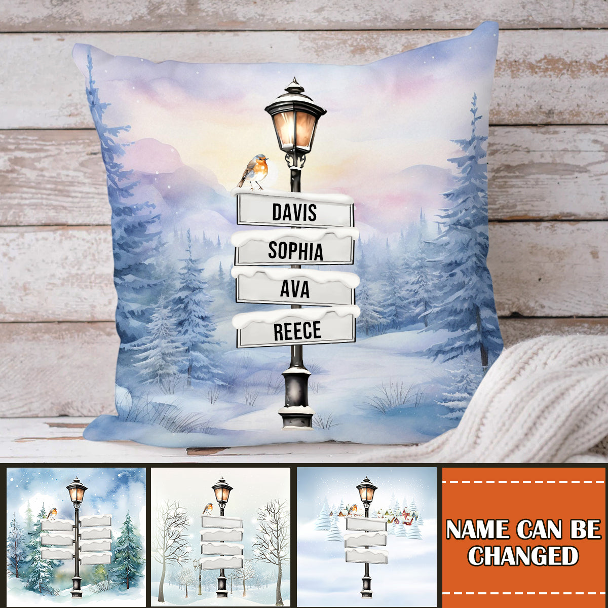 Personalized Family Christmas Tree Sign Post Pillowcase - Gifts For Family