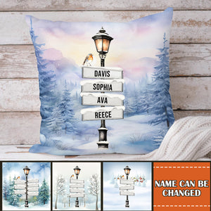 Personalized Family Christmas Tree Sign Post Pillowcase - Gifts For Family