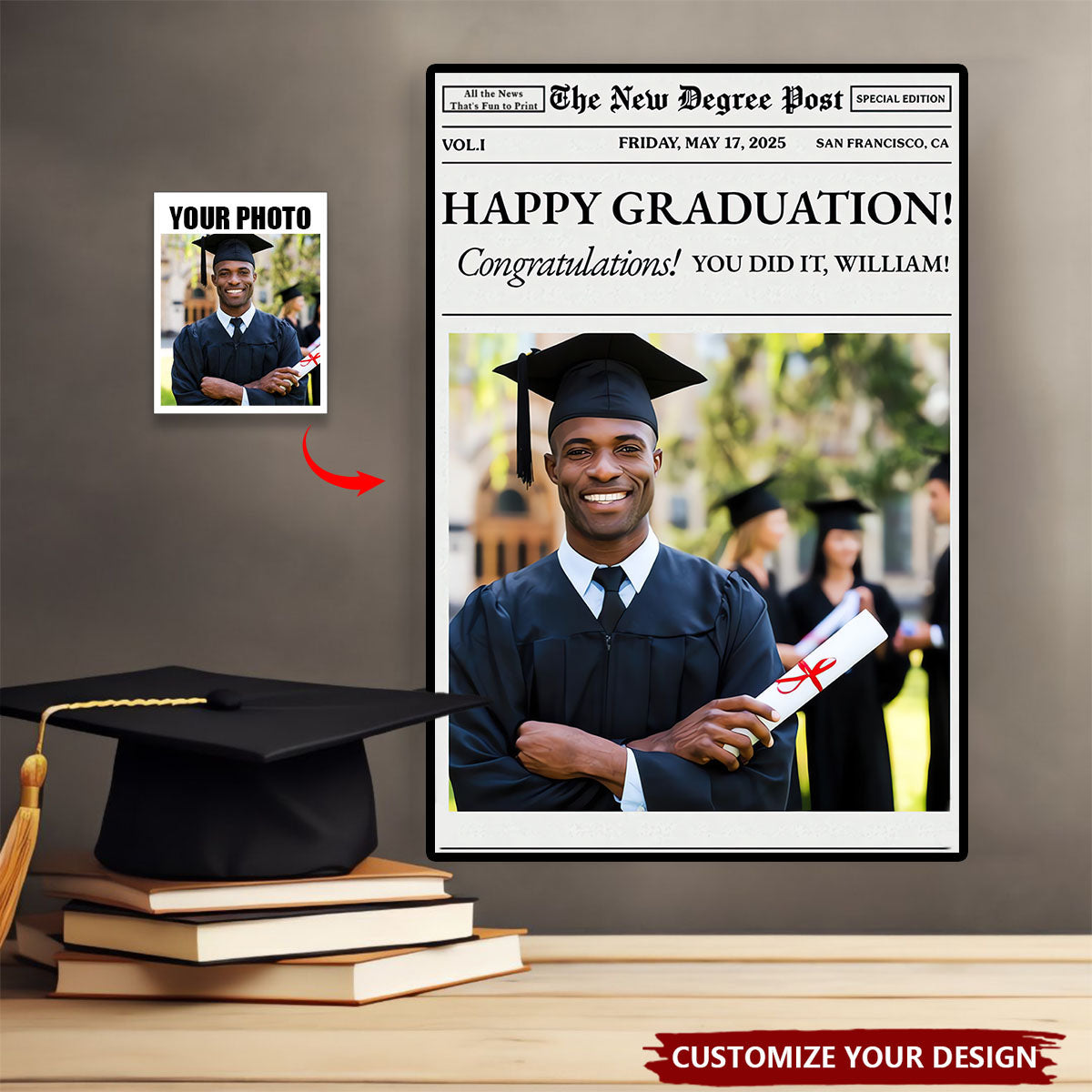 Graduation Gifts The New Degree Post Personalized Horizontal Poster