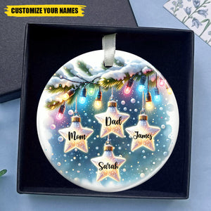 Personalized Star Family Name Christmas Ceramic Ornament