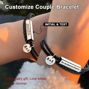 Personalized Handmade Engraving Leather Bracelet, Couple Gift for Him/Her