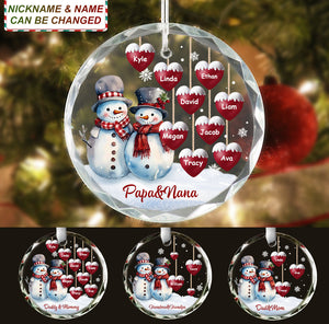 Christmas Grandpa & Grandma With Heart Kids Personalized Ornament