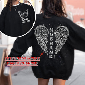 Angel Wings Memorial Personalized Black Sweatshirt