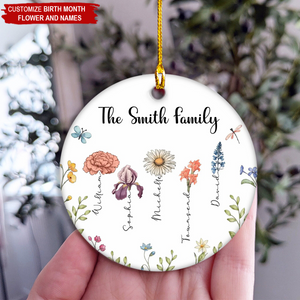 Personalized Ceramic Family Birth Flower Ornament – A Christmas Gift for Your Family