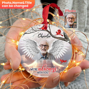 Memorial Upload Photo Personalized Circle Ceramic Ornament