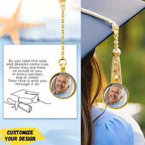 Their Love Is With You - Personalized Graduation Tassel Photo Charm