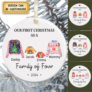 Personalized Our First Christmas As A Family Of Three Ornament- Gifts For Family