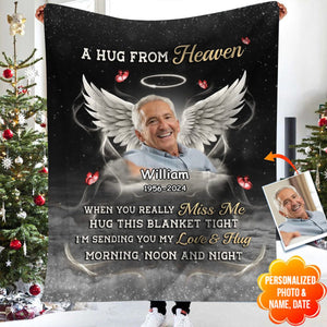 Custom Photo Some Memories Are Created With Hugs - Memorial Personalized Blanket