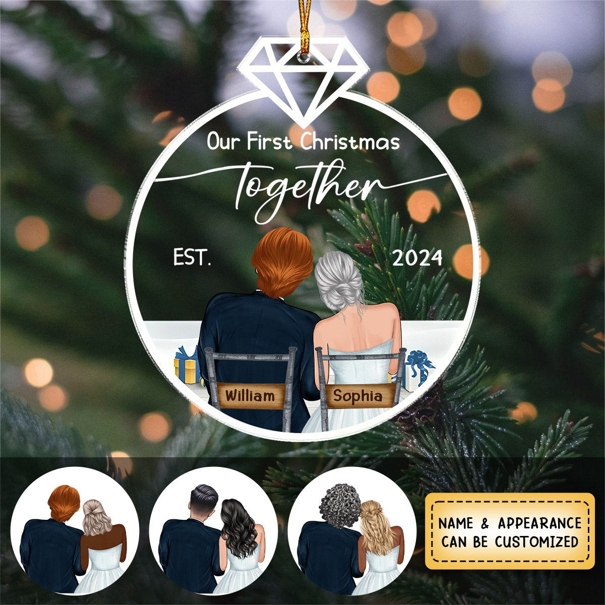 Our First Christmas Married/Engaged - Personalized Custom Acrylic Ornaments