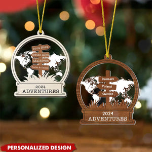 Personalized Traveling Christmas Wooden Ornament