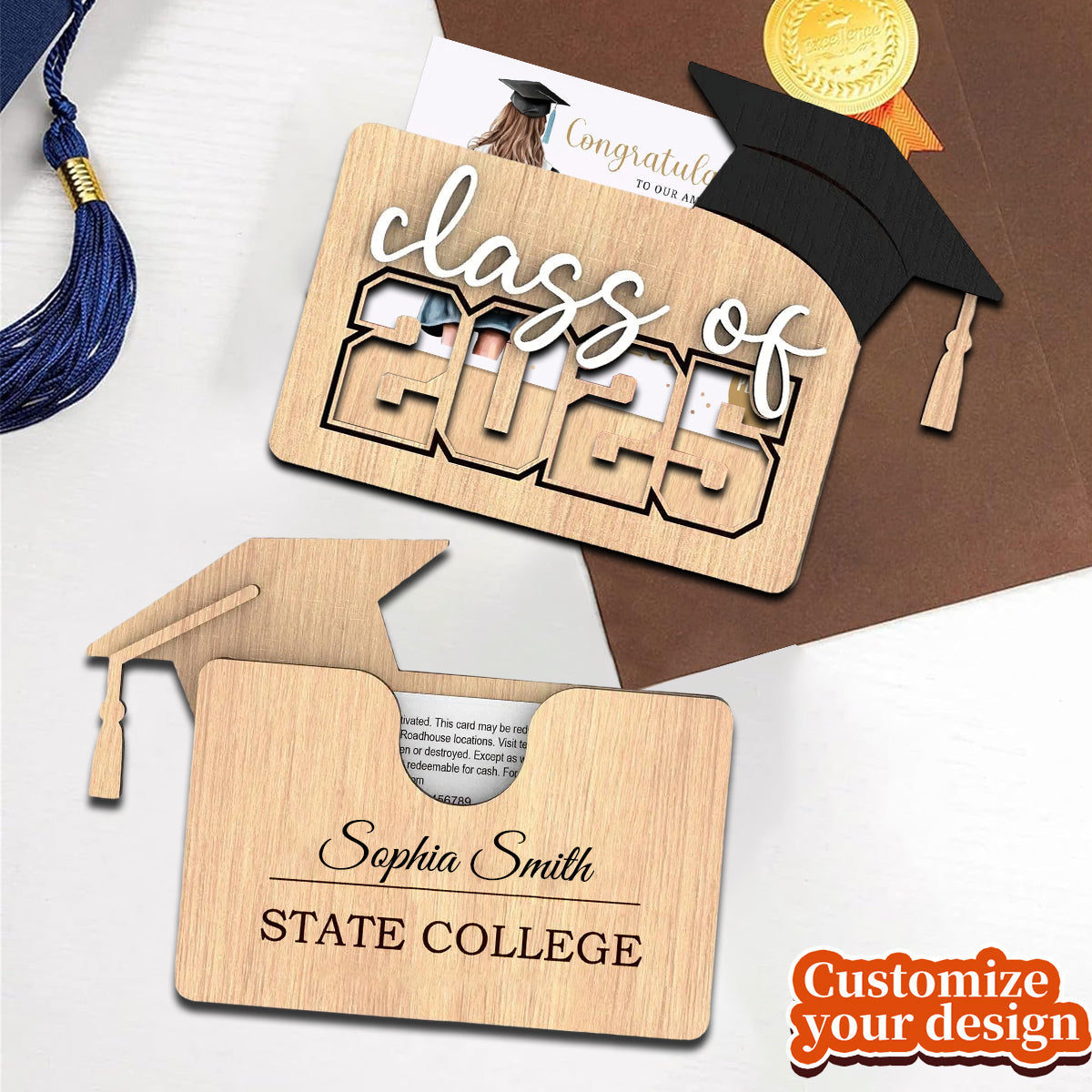 Personalized Class of 2025 | Customizable Graduation Gift Card Holder