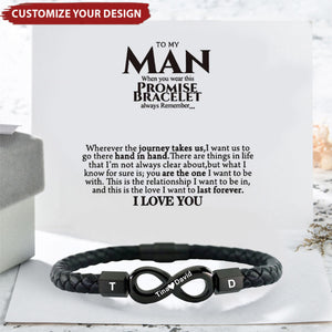 To My Man - Personalized Couple Name Infinity Leather Bracelet