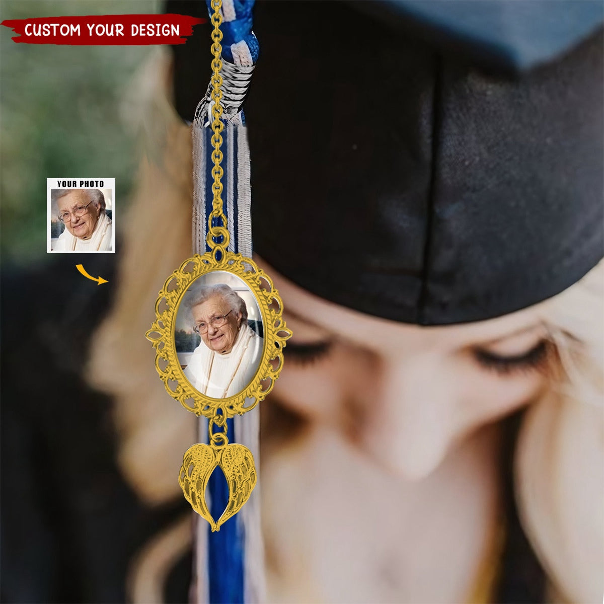 Personalized Memorial Graduation Tassel Photo Charm - HAPPARY