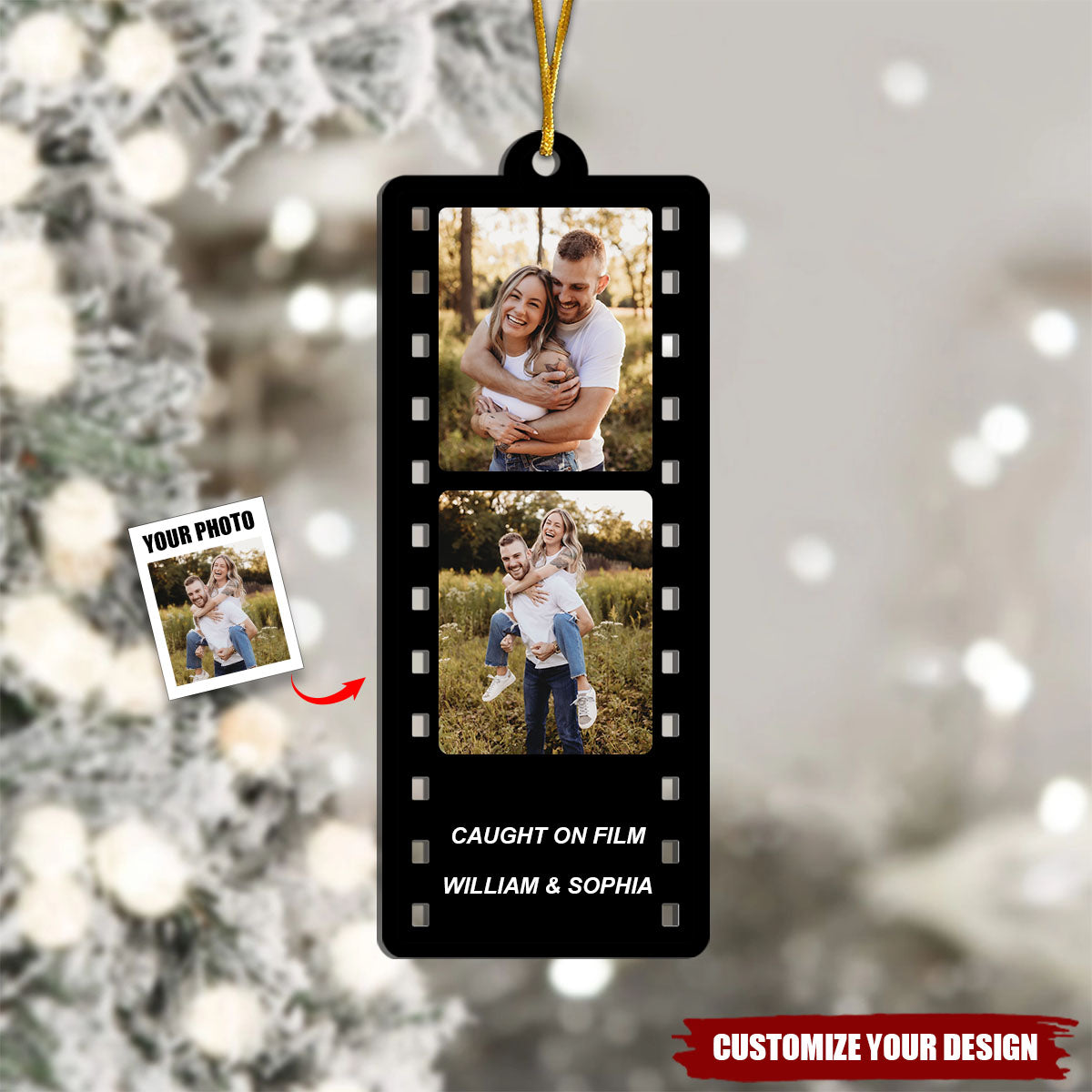 Personalised Photo Reel Christmas Tree Decoration Ornament