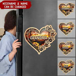 Grandma Mom Heart Hand Print Personalized Sticker