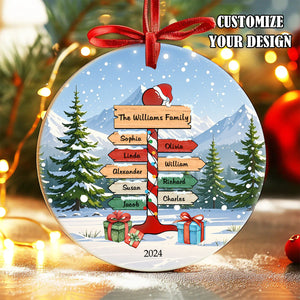 Personalized Christmas Road Sign Name Ornament - Gift for Family