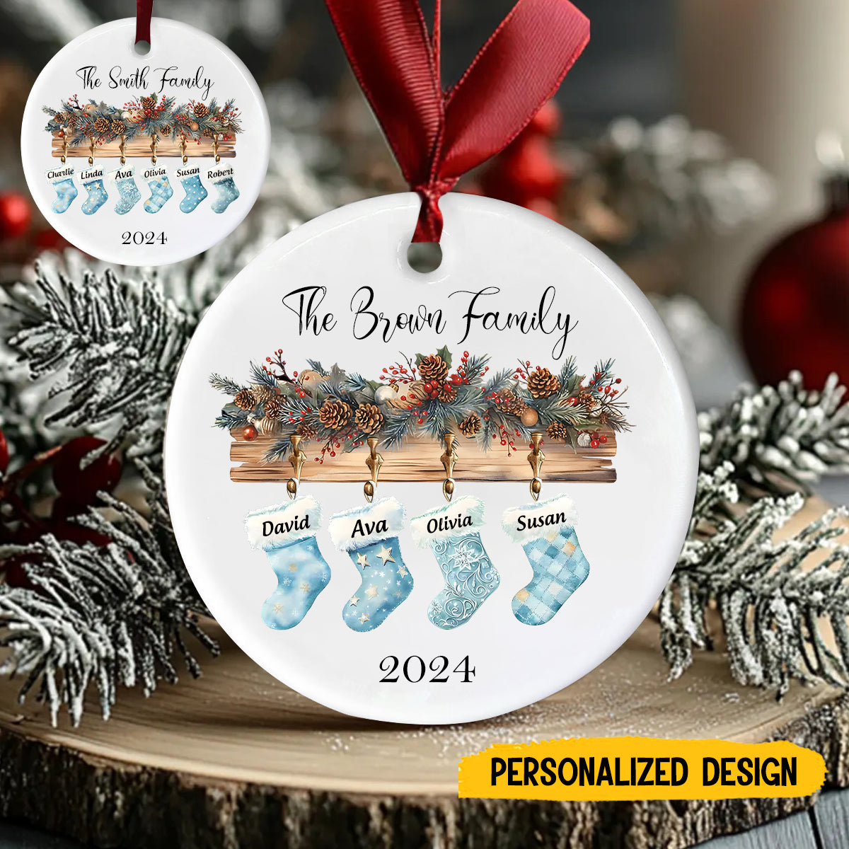 Personalized Family Christmas Ornament , Christmas Stocking Ornament