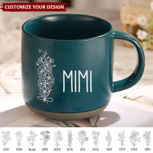 Personalized Pottery Mug With Birth Flower, Gift For Mom