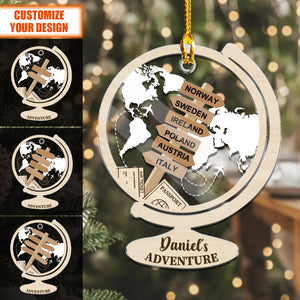 Personalized Travel Adventure Ornament, Custom Traveling Destination Acrylic Ornament