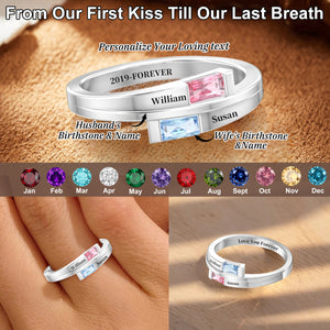 Personalized Birthstones Promise Ring,Gift For Couple