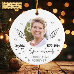 In Our Heart At Christmas & Forever Personalized Circle Ceramic Ornament