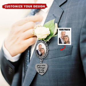 Memorial Custom Photo Wedding/Graduation Lapel Pin - Personalized Boutonniere Photo Charm