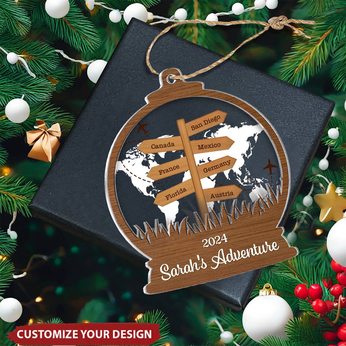 Travel Adventure Souvenir - Personalized Ornament - A Gift For Adventurers