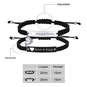 2Pcs Always & Forever Bracelet for Couple - Personalized Engraving Bracelet