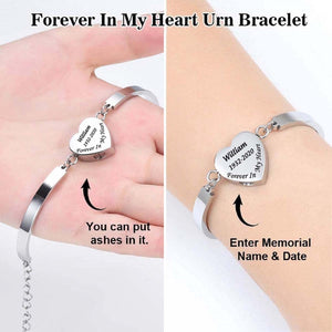 Personalized Forever In My Heart Urn Bracelet for Ashes