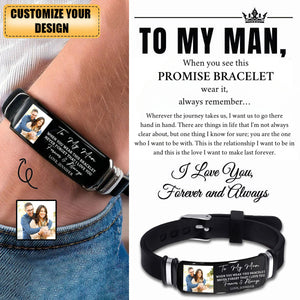 Couple Custom Photo To My Man - Personalized Engraved Bracelet