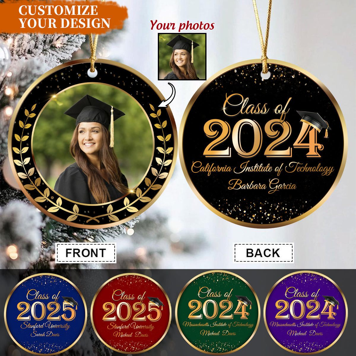 Personalized Graduation Christmas Ornament, Class of 2024 2025