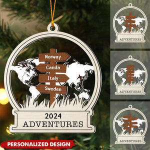 Personalized Traveling Christmas Wooden Ornament