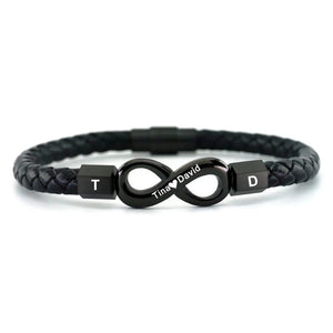 To My Man - Personalized Couple Name Infinity Leather Bracelet