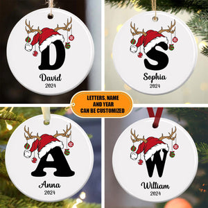 Personalized Letter Name Ornament, 2024 Family Ornament, Custom Initial Ornament