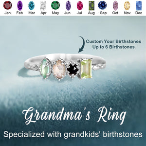 Personalized Multiple Stones Grandma Mom Family Ring Vintage Milgrain Ring