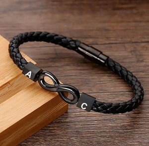 To My Man - Personalized Couple Name Infinity Leather Bracelet