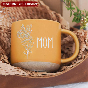 Personalized Pottery Mug With Birth Flower, Gift For Mom