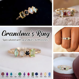 Personalized Multiple Stones Grandma Mom Family Ring Vintage Milgrain Ring