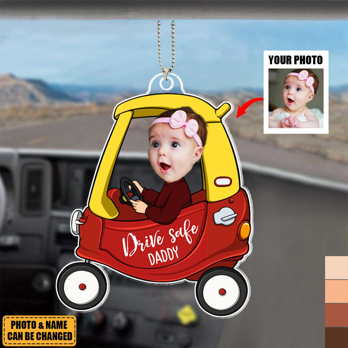 Drive Safe Daddy - Personalized Car Photo Ornament - HAPPARY