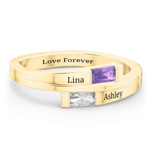 Personalized Birthstones Promise Ring,Gift For Couple